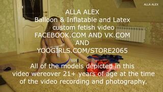 Alla inflates an inflatable vest and an inflatable fish with her mouth and has hot sex with it
