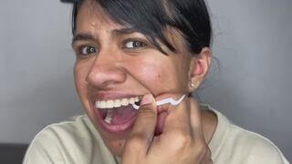 Dientes amarillos , caries & con comida