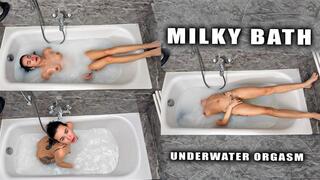 Milky Bath Extreme Breath Hold Masturbation Submerged Underwater Orgasm Handstands and Breatholds