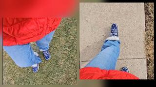 ASMRING Red Puffer Walking Outdoors