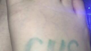 BLUE MIRROR BAREFEET TOGETHER