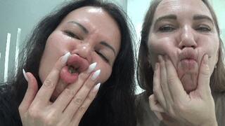 We play with our sexy chubby lips b