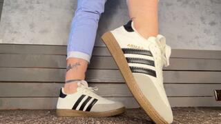 Many sneakers, trying them on