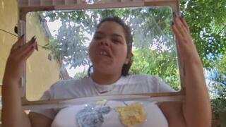 Extreme Grimaces Stuck to Glass