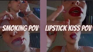 Pov smoking Lipstick kissing