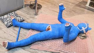 Full body cast, helpless man