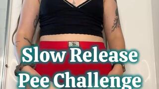 Gradual Release Pee Challenge Wetting Red Panties