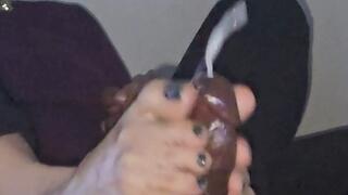 Best Friend Native American Latina Green Toes Footjob Milking While Watching TV