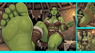 Orc Goddess Foot Domination Captured and Trampled Under Her Beautiful Green Bare Feet - AI Animated Fantasy Fetish