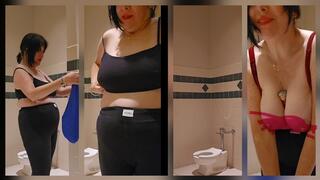 Big Tits Red Velvet Cake in Public Restroom