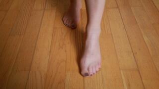 Sheer Nylon Feet Gliding on Wooden Floor – Slow ASMR Sliding Sounds
