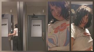 Wayyy Back Sat In Oct 2025 Out Peeing Chatting Bouncing My Tits in Pub Restroom