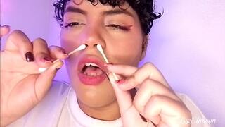 Sneezing and playing with my nose (close-up) sneezing in close-up