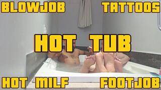 Skinny man and tattooed fat woman messing around in the hot tub - MP4 - Dom Rockfeller and Athenna - Sex interracial - BBW blonde Male Black bbc