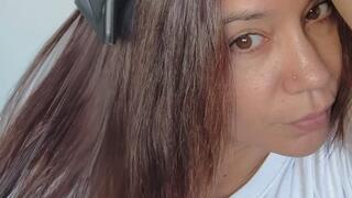 Drying my hair and loving my hairdryer!