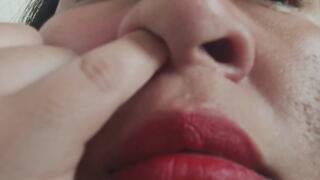 Close Up Nose Picking With My Pinky