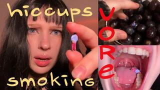 Tiny trapped in giantess mouth: Hiccups and coughing chaos