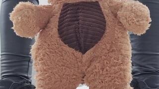 The teddy bear's desire to be humiliated and peeing to the fullest outdoor