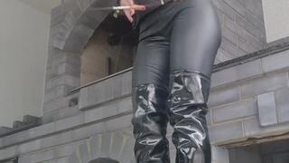 Leather Obsession and Smoking Outdoor