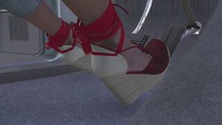 1975 Ford LTD Landau Cranking Template - Norina in Red Wedge Espadrilles 1080p