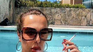 Smoking in the private pool of my luxury suite in Punta Cana - Marlboro Red