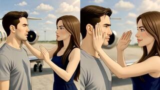 Relentless Wife Face Slapping Husband on Airport Runway Female Domination