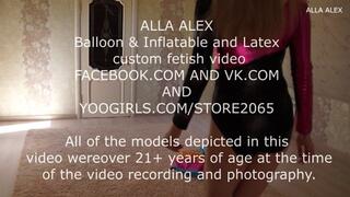 Alla inflates a large 122 cm beach ball with her mouth