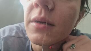 My big tongue plays with the snots that flows from my nose