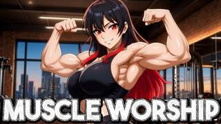 POV Muscular Worship - Rika Shows Off and Lets You Kiss Her Muscles