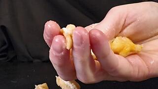 Greasy Mini Donut vs. Hand - Slow Crush