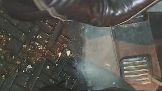 Brown Pointy Leather Boots Pedal Pump