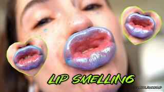 Angelic lips smelling cock tease