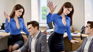 Secretary Slaps Her Boss HARD Office Domination Animation