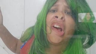 Face stuck in the glass