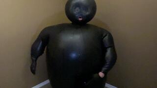 Massive Inflatable Latex Suit Inflation & Hard Orgasm