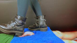 Boots CBT and cock trampling on cockbox , amateur femdom Jozi trample