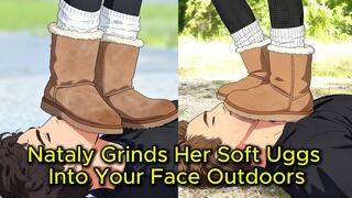 Ugg Boot Domination - Nataly Grinds Her Soft Uggs Into Your Face Outdoors | Trampling