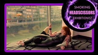 The Redhead's Throne: Mel Fire smokes while delivering a Punishing Leg Scissors (1080 EN) - Smoking - Cigar Fetish - Headscissor - Exhibitionist - Strong Woman - Facesit
