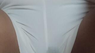 ? I just peed all over myself in my white shorts... I can feel the hot pee running down my legs and completely soaking the fabric.