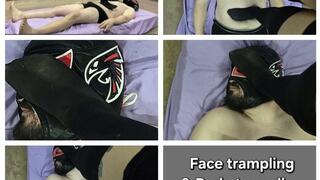 Face trampling and body trampling with black stockings
