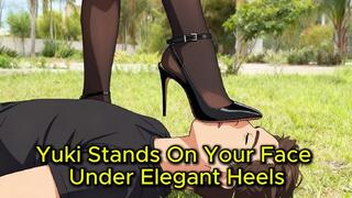 Elegant Heel Worship - Yuki Flattens Your Face in High Heel Leather Boots