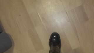 Trying on my new leather boots before I ruin them