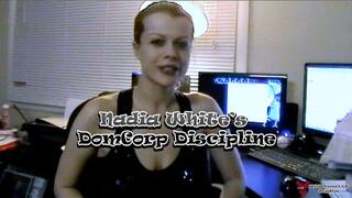 Nadia White’s DomCorp Discipline: Binder Clip Clamping Tits & Bare Ass Self-Spanking