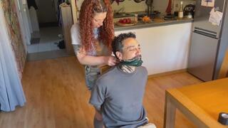 Lola the Soldier Captures the Intruder – Black Duct Tape Chair Tie & Interrogation