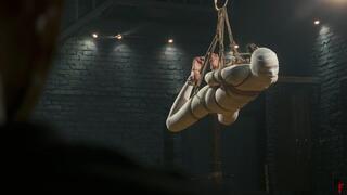 Stacy - True Rope Bunny Bliss Part 3 - Complete Bandage Mummification in Suspended Hogtie (FULL HD MP4)
