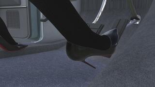 1975 Ford LTD Landau Cranking Template - Aubrey in Black Tights and Stiletto Pumps 1080p