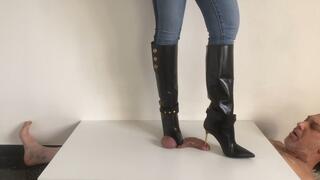 Lady Latisha - Balmain Stiletto Boots - Trampling Bootjob - close up