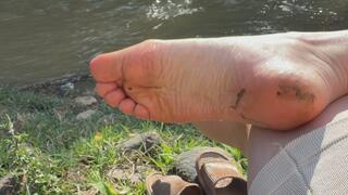 From Dirty Soles to Clean — Barefoot Walk, Grass, and River Foot Wash
