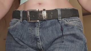 Custom Jeans Top Fetish on Take Off Belt Falling Ass Chafing Front Back Talking