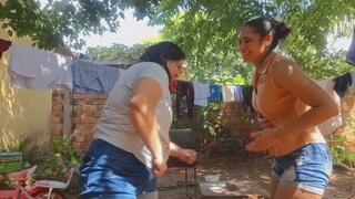 Women's wrestling match between her and me, who will win?